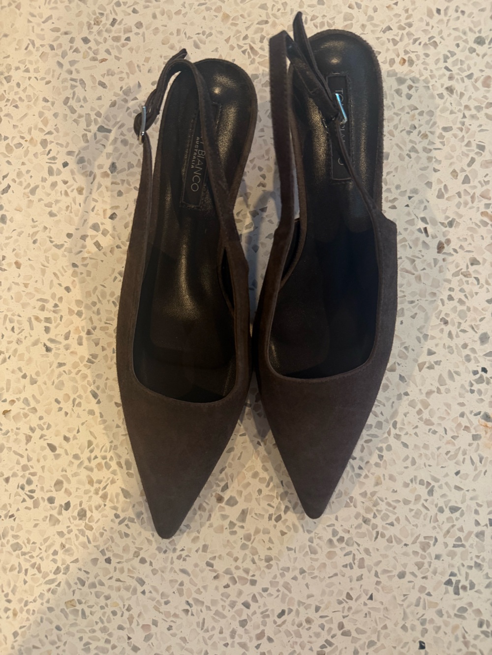 Tony Bianco Pointed Slingback Pumps in suede Dark Brown